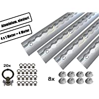 Los mejores  - NTG - Riel de anclaje de aluminio de 4 x 1 m- forma semiredonda- con perforaciones- 1 m - 1000 mm- set de iniciación…